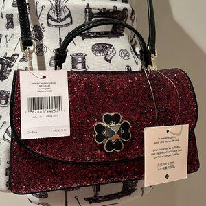 BRAND NEW - Kate Spade Mini Crossbody Bag / Black Cherry Glitter